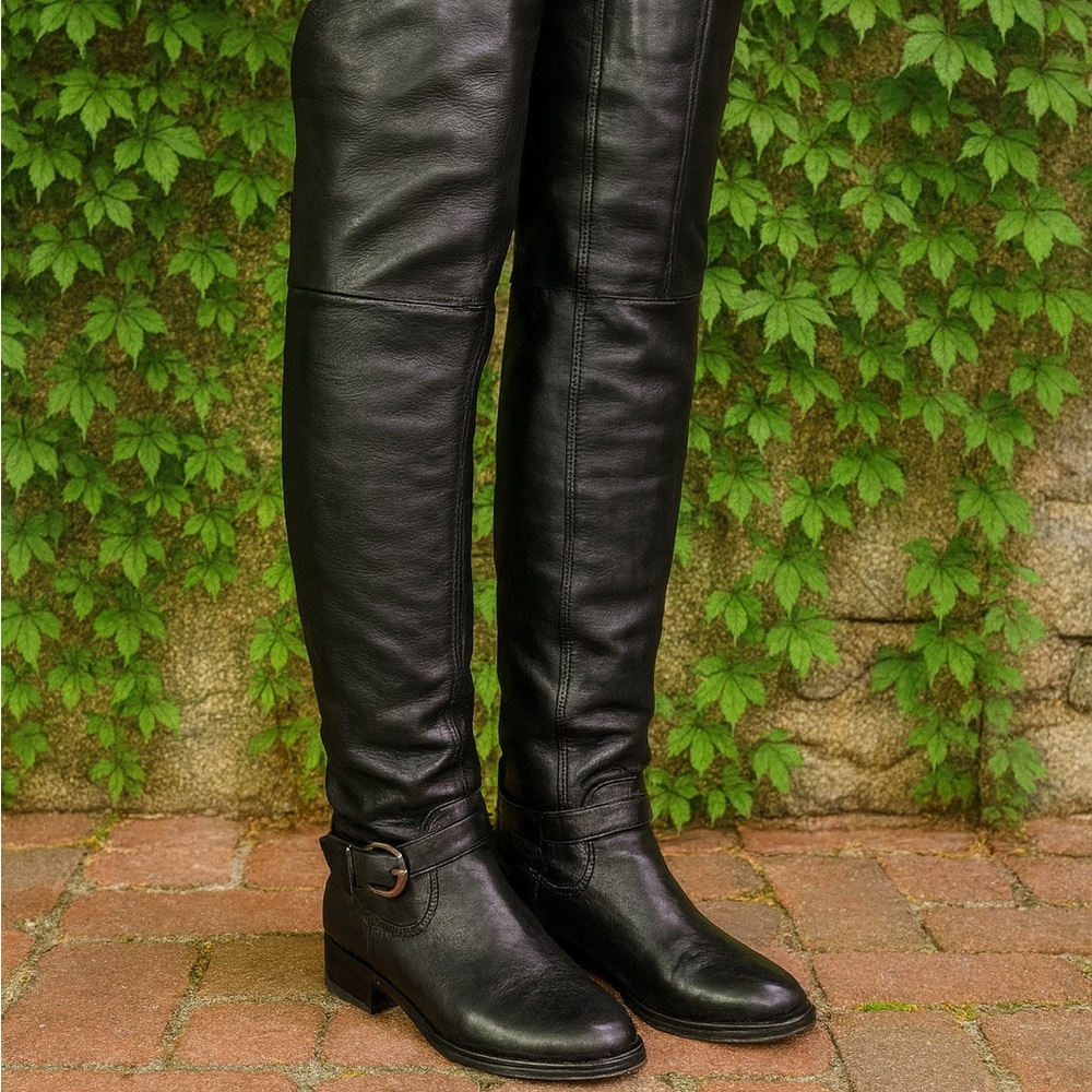 CNE Soft Black Leather OTK Riding Boots, EU 36/US 6